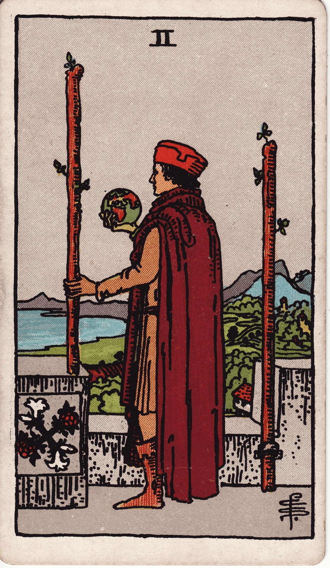 Dvojka Štapovi tarot karta