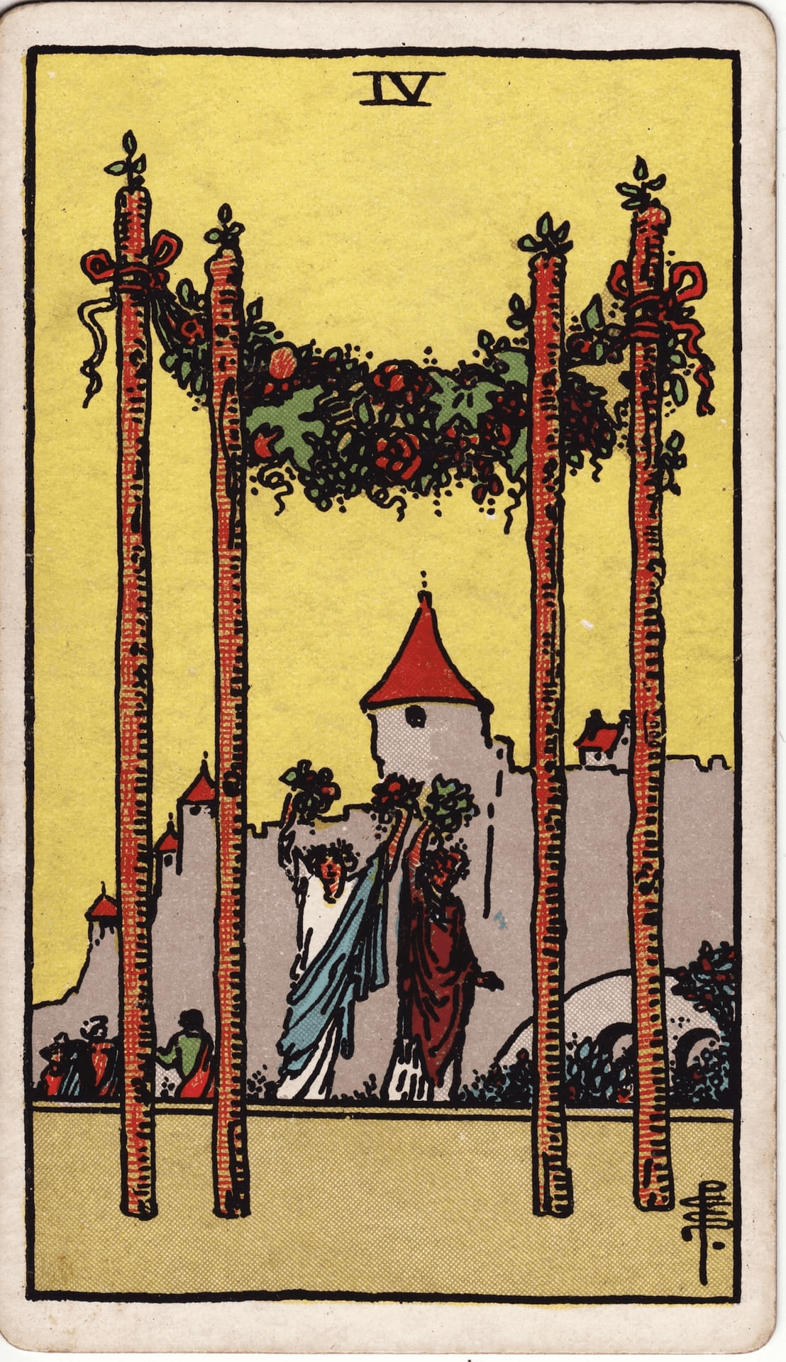 Četvorka Štapovi tarot karta