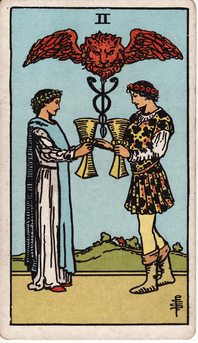 Dvojka Pehari tarot karta