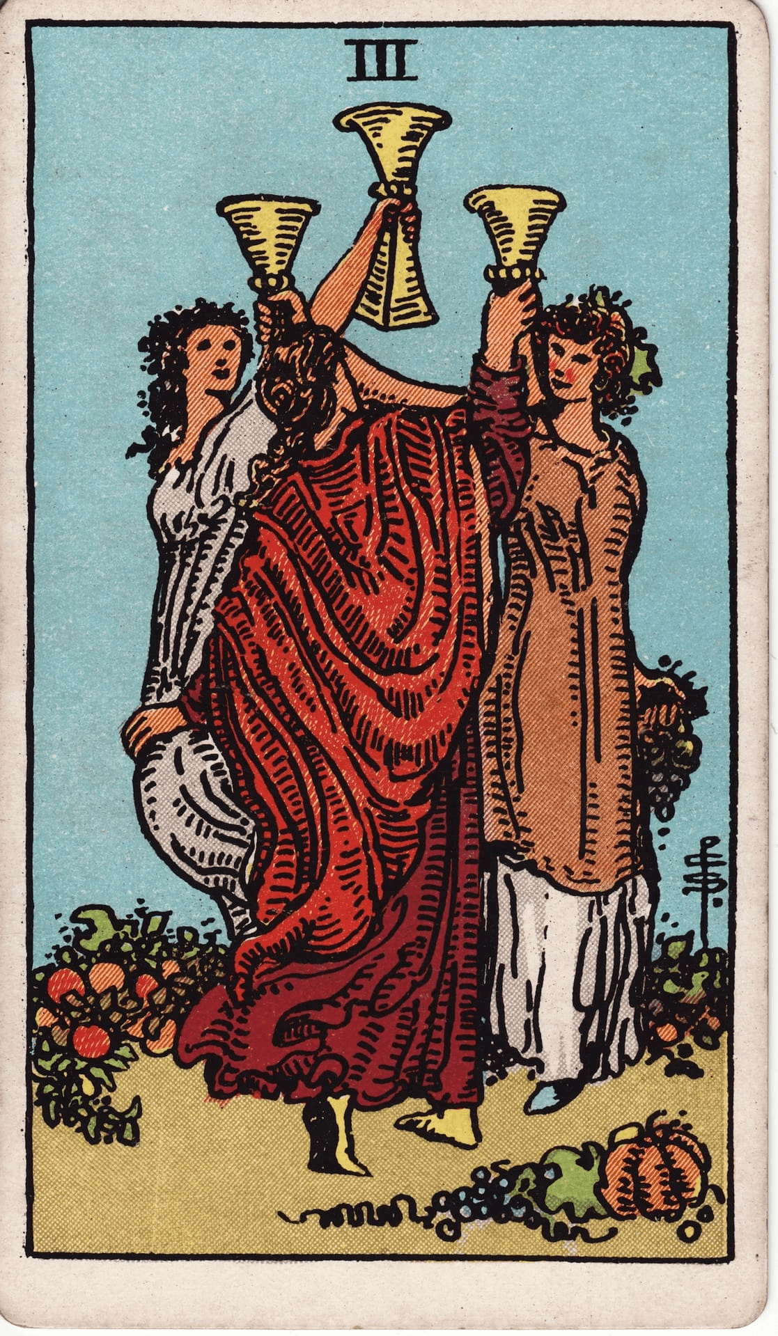 Trojka Pehari tarot karta