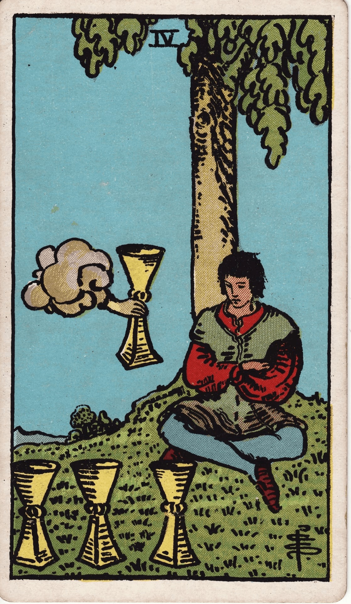 Četvorka Pehari tarot karta