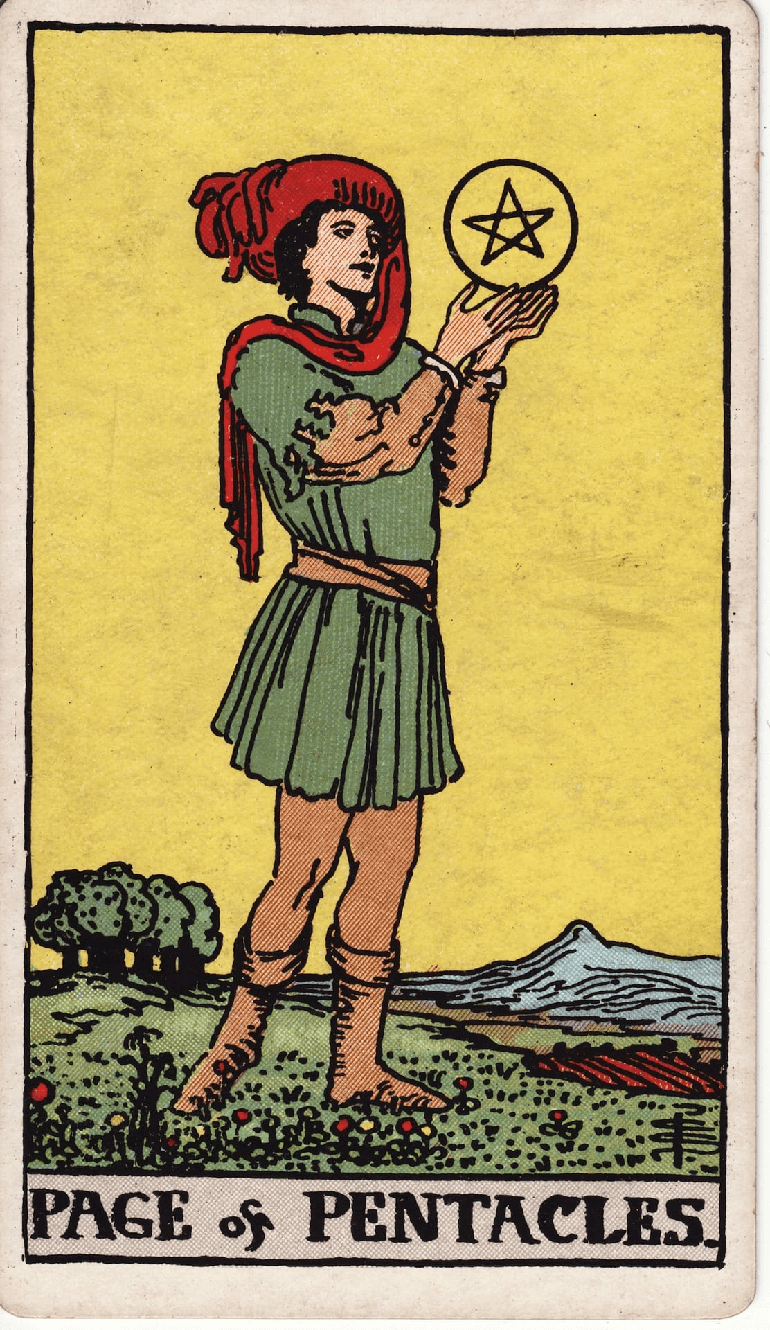 Paž Pentakli tarot karta