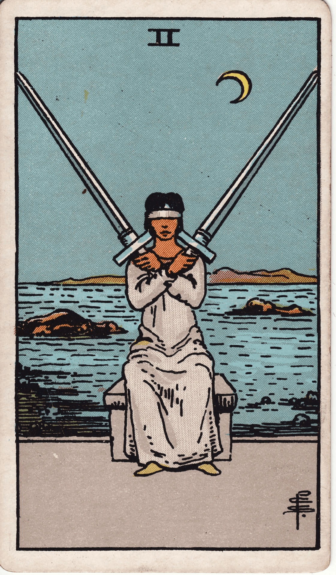 Dvojka Mačevi tarot karta
