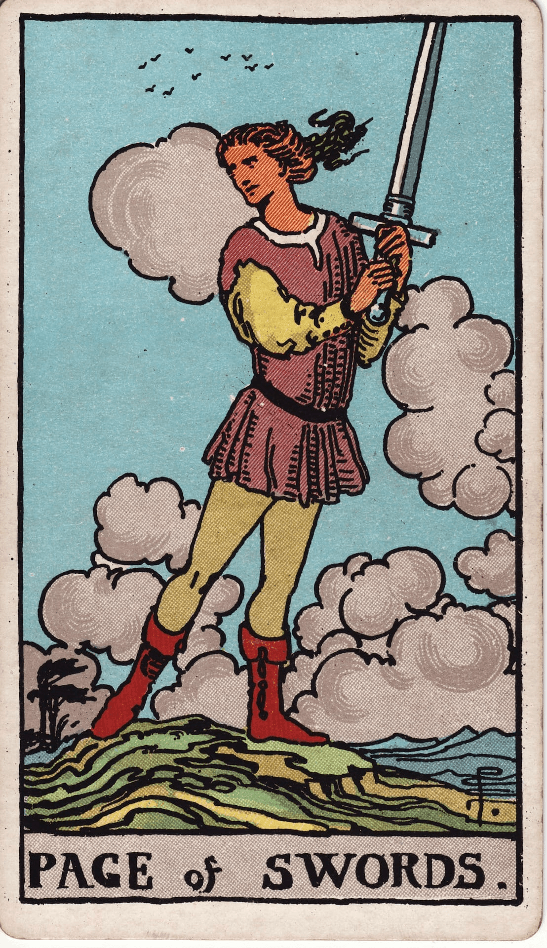 Paž Mačevi tarot karta