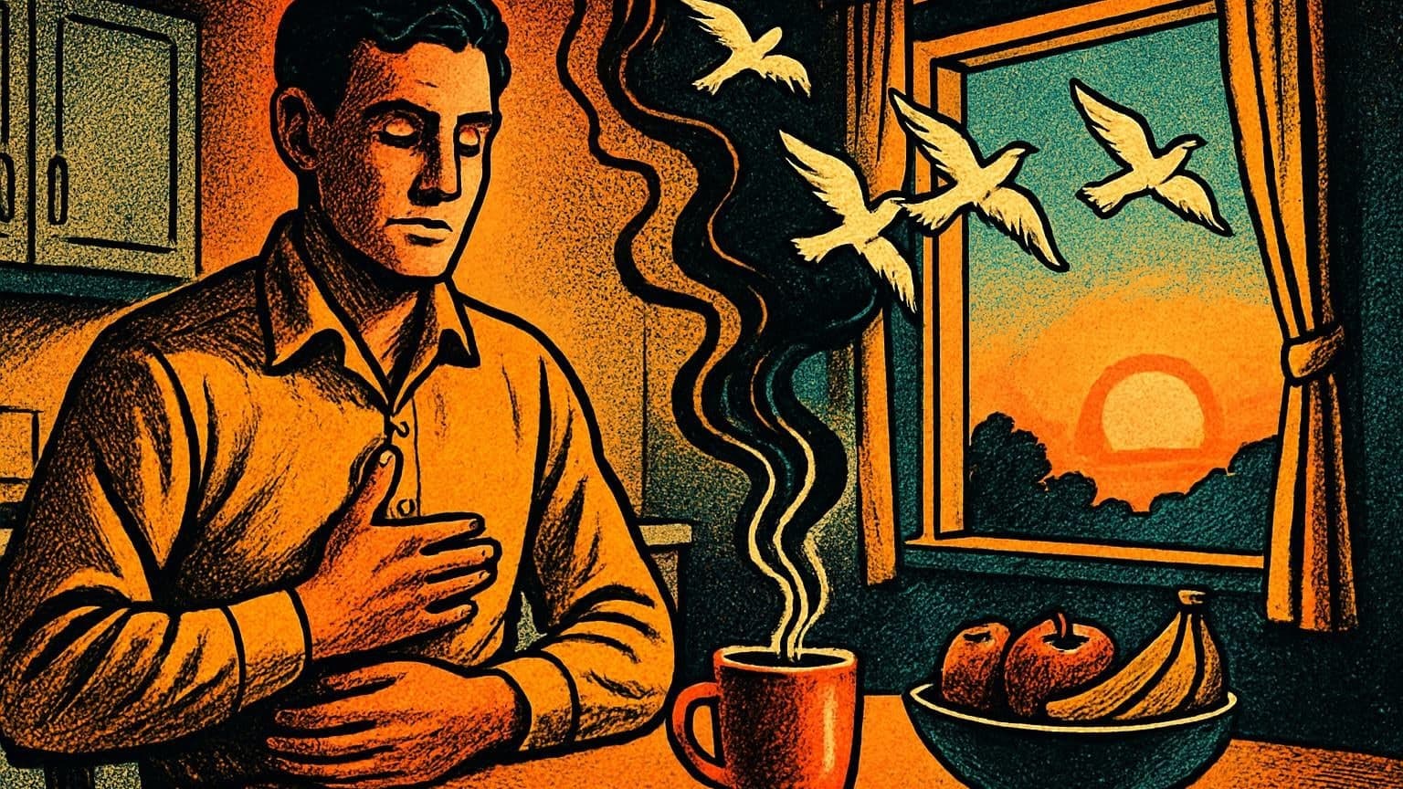 Retro strip ilustracija uz poruku dana „Tišina prije odluke”