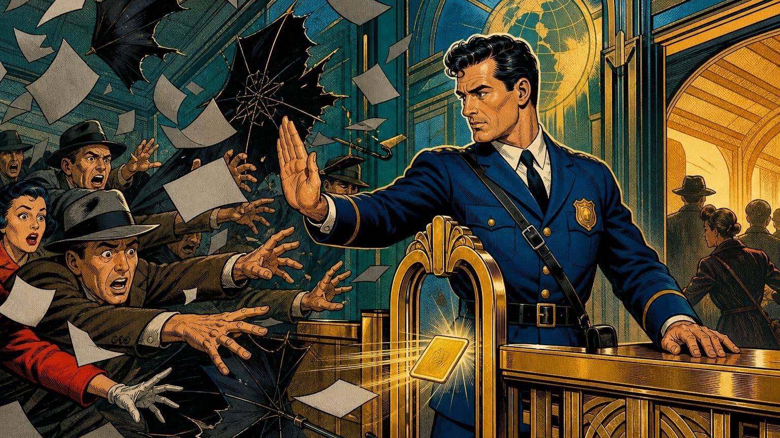 Retro strip ilustracija uz poruku dana „Čuvaj unutarnju granicu”