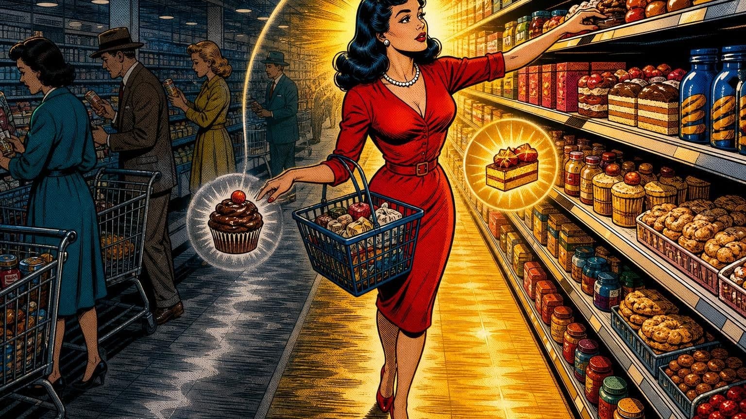 Retro strip ilustracija uz poruku dana „Mala odluka, nova putanja”