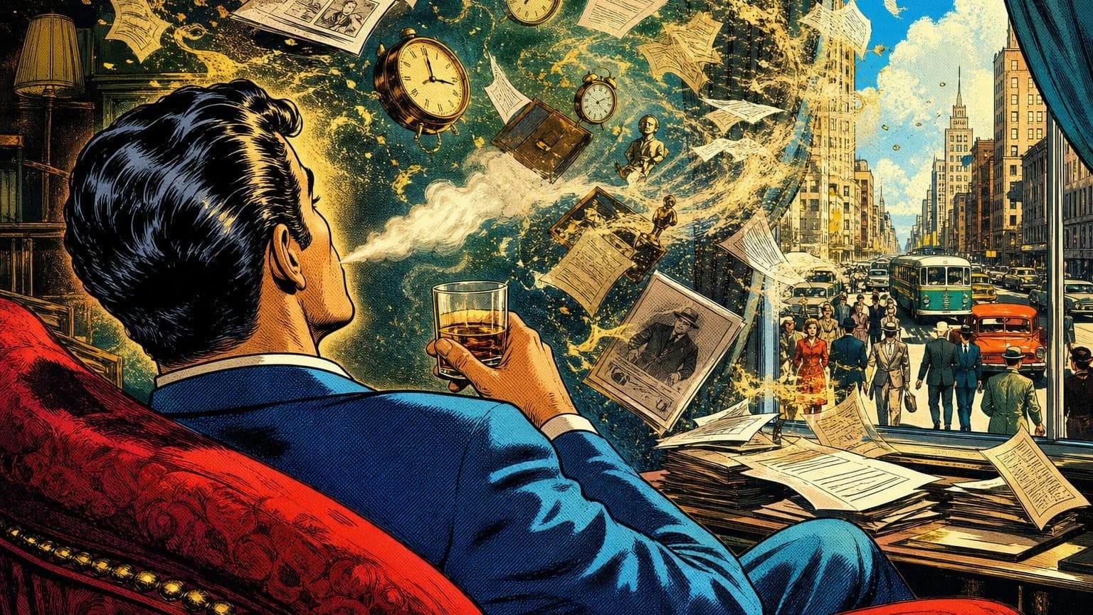 Retro strip ilustracija uz poruku dana „Dopuštenje za izdisaj”