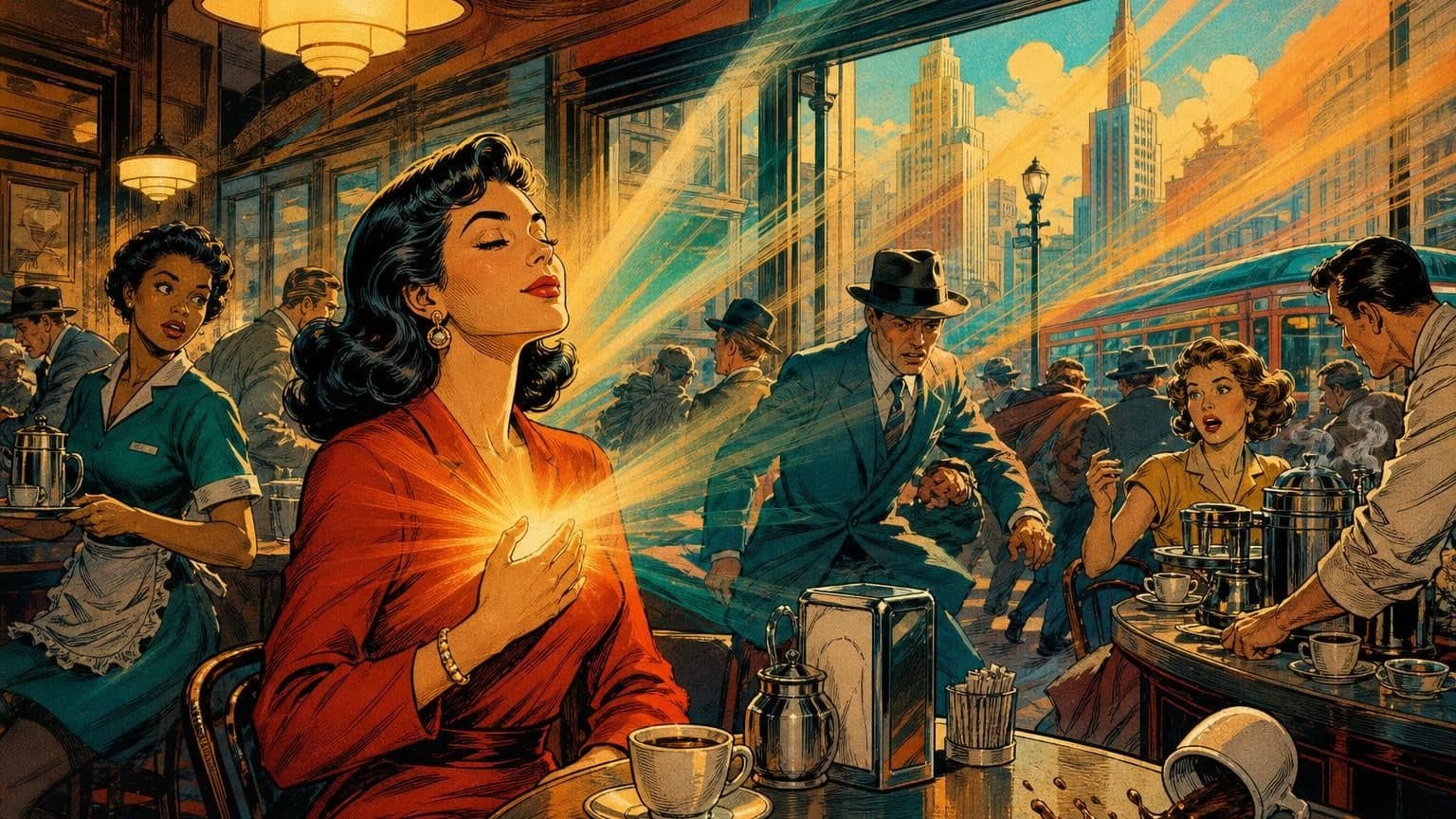 Retro strip ilustracija uz poruku dana „Boja prije događaja”
