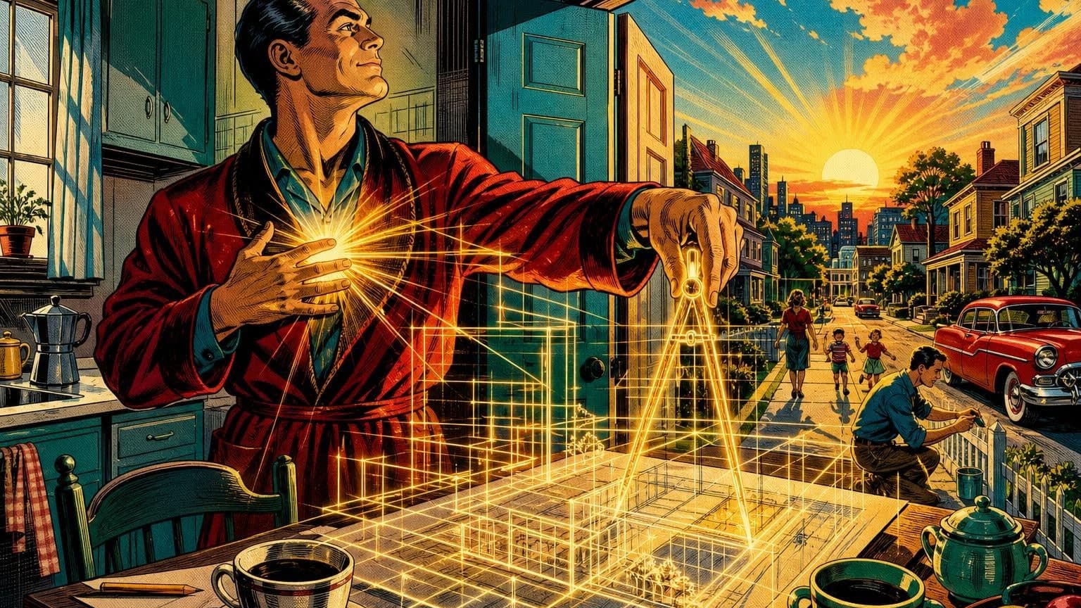 Retro strip ilustracija uz poruku dana „Nacrt iznutra”