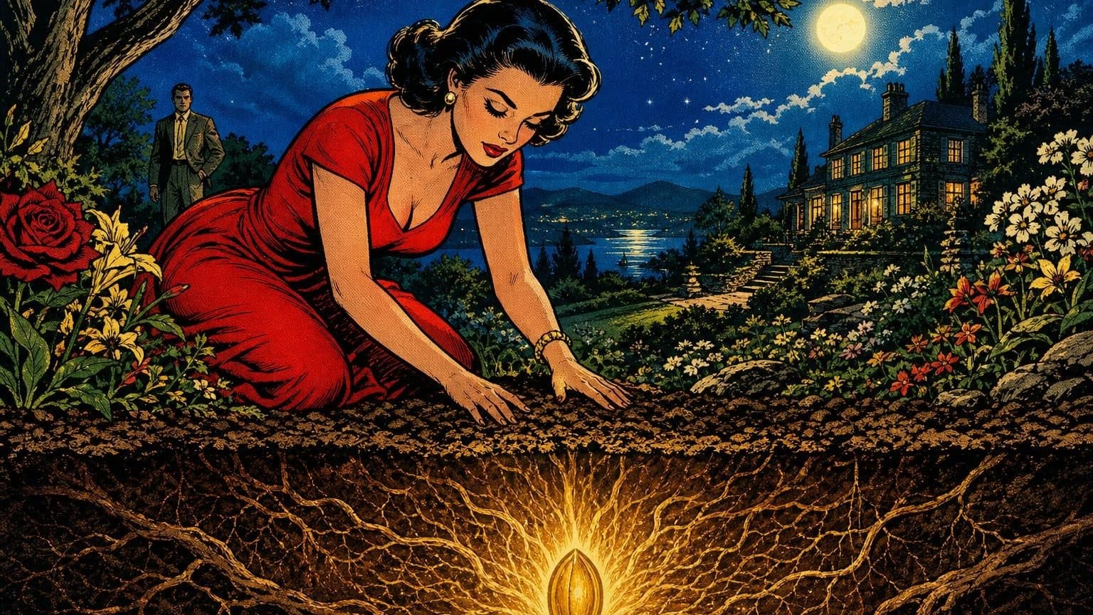 Retro strip ilustracija uz poruku dana „Dok vjeruješ, sjeme raste”